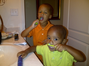 Boys Brushing Teeth